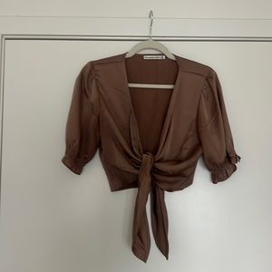 Satin tie front Abercrombie blouse